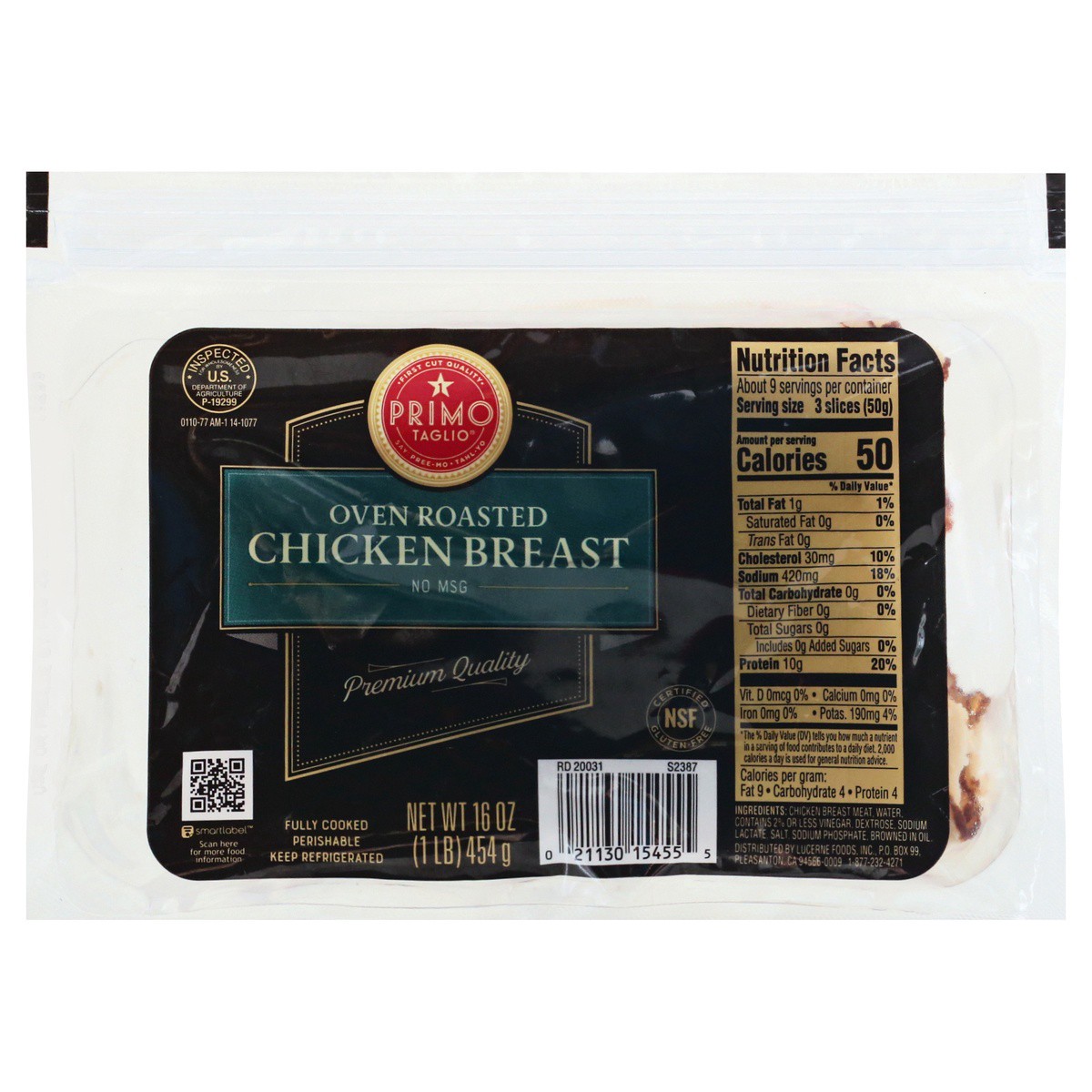 slide 1 of 9, Primo Taglio Oven Roasted Chicken Breast Pillow Pack, 16 oz