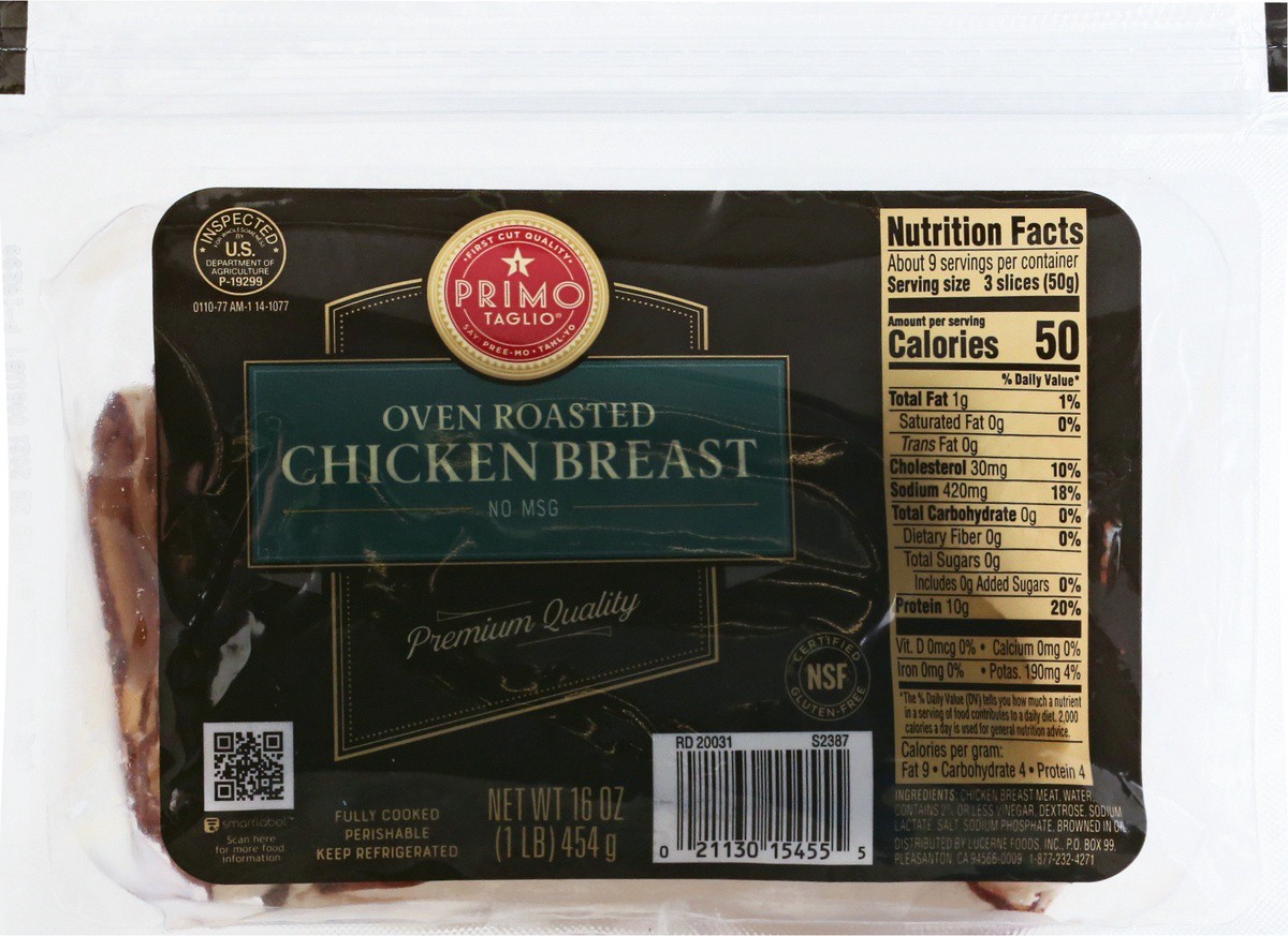 slide 6 of 9, Primo Taglio Oven Roasted Chicken Breast Pillow Pack, 16 oz