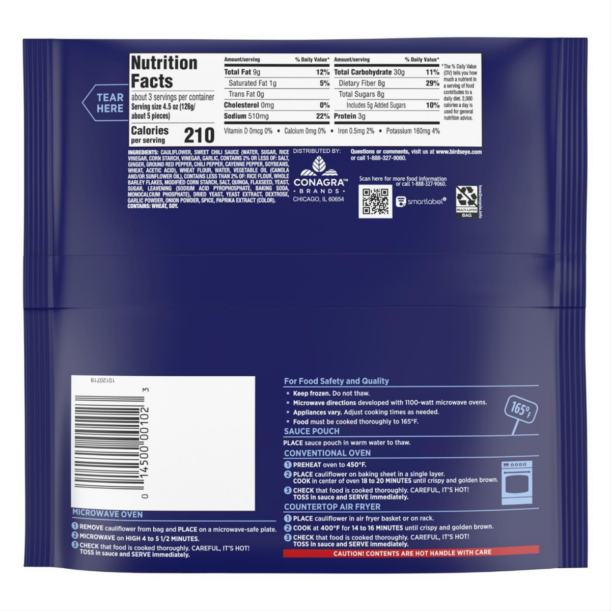 slide 23 of 25, Birds Eye Sweet Chili Cauliflower Wings, Frozen Vegetable, 13.5 oz. Bag, 13.5 oz