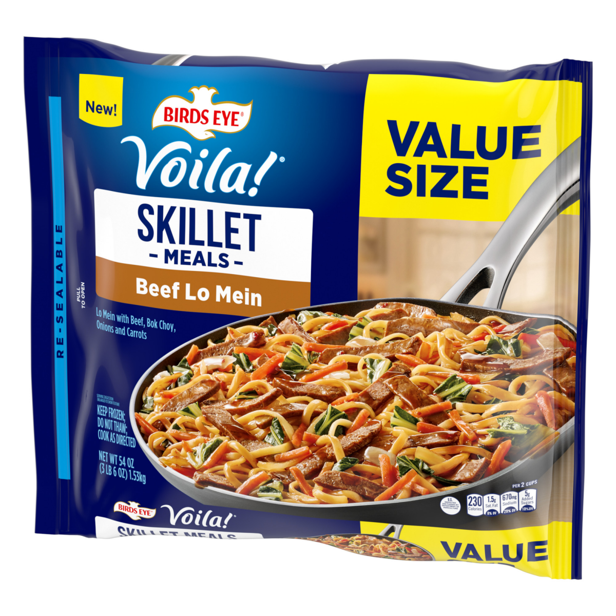 slide 3 of 6, Birds Eye Voila! Beef Lo Mein, Value Size Skillet Meal, Frozen Meal, 54 oz. Bag, 54 oz