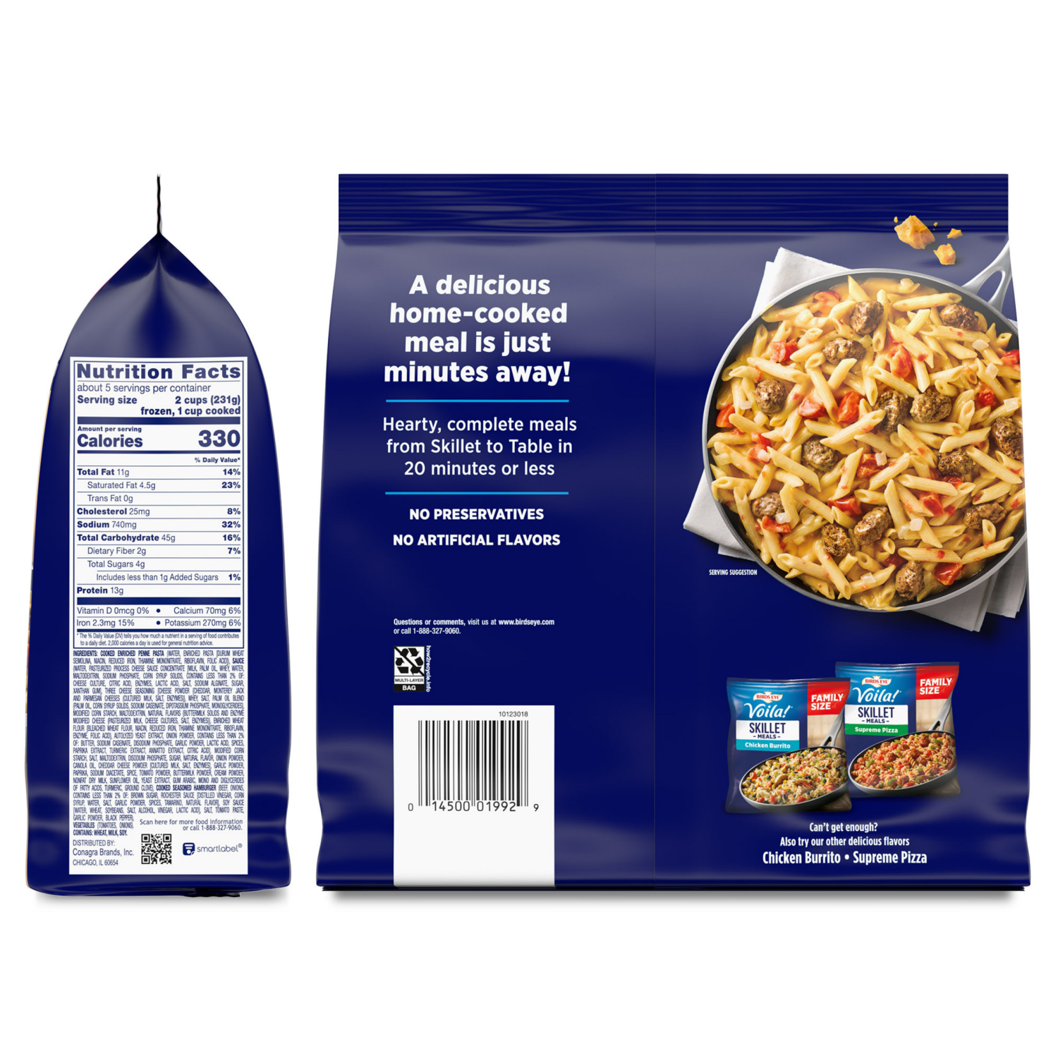 slide 2 of 8, Birds Eye Voila! Cheeseburger Skillet Frozen Meal, 42 oz. Family Size Bag, 42 oz