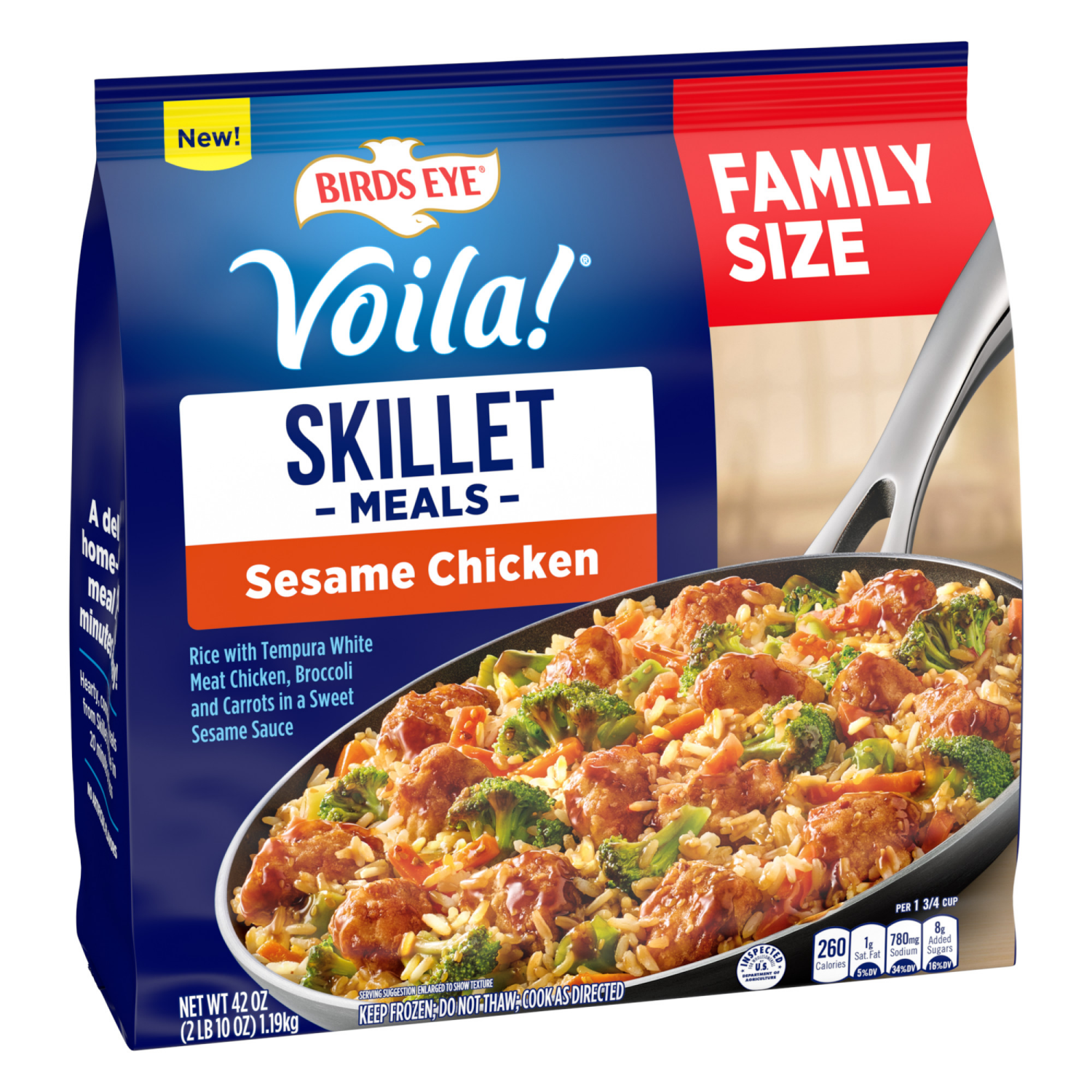 slide 4 of 6, Birds Eye Voila! Sesame Chicken, Family Size Skillet Meal, Frozen Meal, 42 oz. Bag, 42 oz
