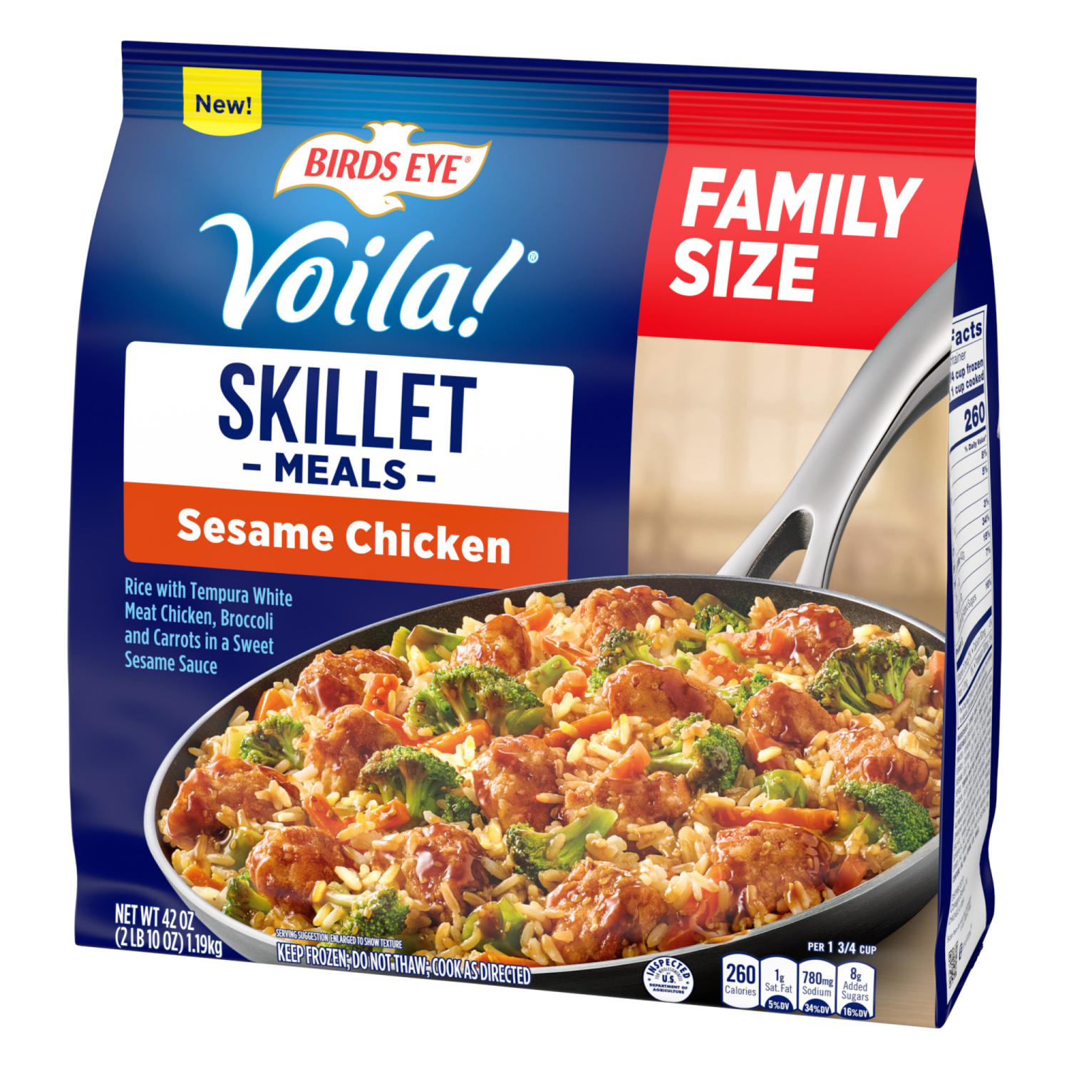 slide 5 of 6, Birds Eye Voila! Sesame Chicken, Family Size Skillet Meal, Frozen Meal, 42 oz. Bag, 42 oz