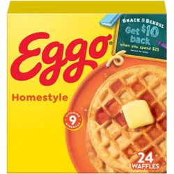Eggo Frozen Waffles Homestyle Frozen Breakfast 24 Count - 29.6 Oz