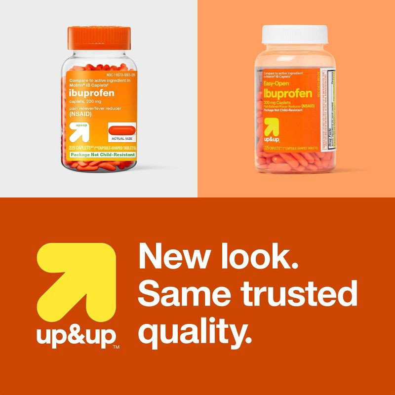 slide 5 of 5, Ibuprofen (NSAID) 200mg Pain Relief & Fever Reducer Caplets Easy Open Cap- 225ct - up&up™, 200mg, 225 ct