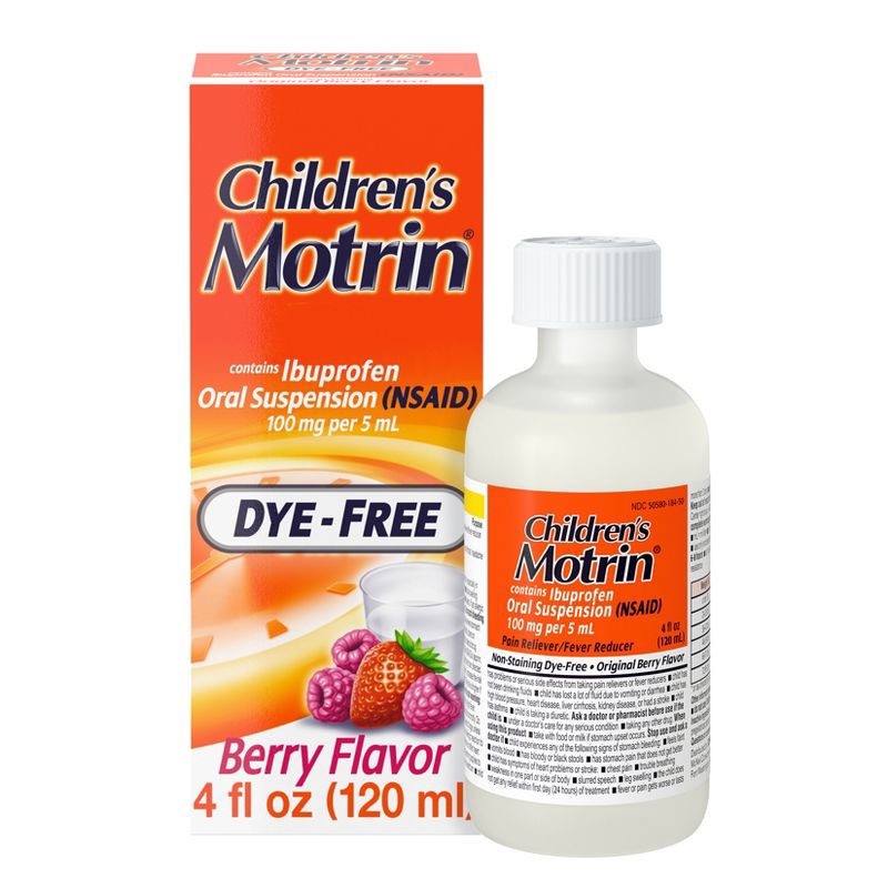 slide 1 of 10, Children's Motrin Liquid Dye-Free Fever Reduction & Pain Reliever - Ibuprofen (NSAID) - Berry - 4 fl oz, 4 fl oz