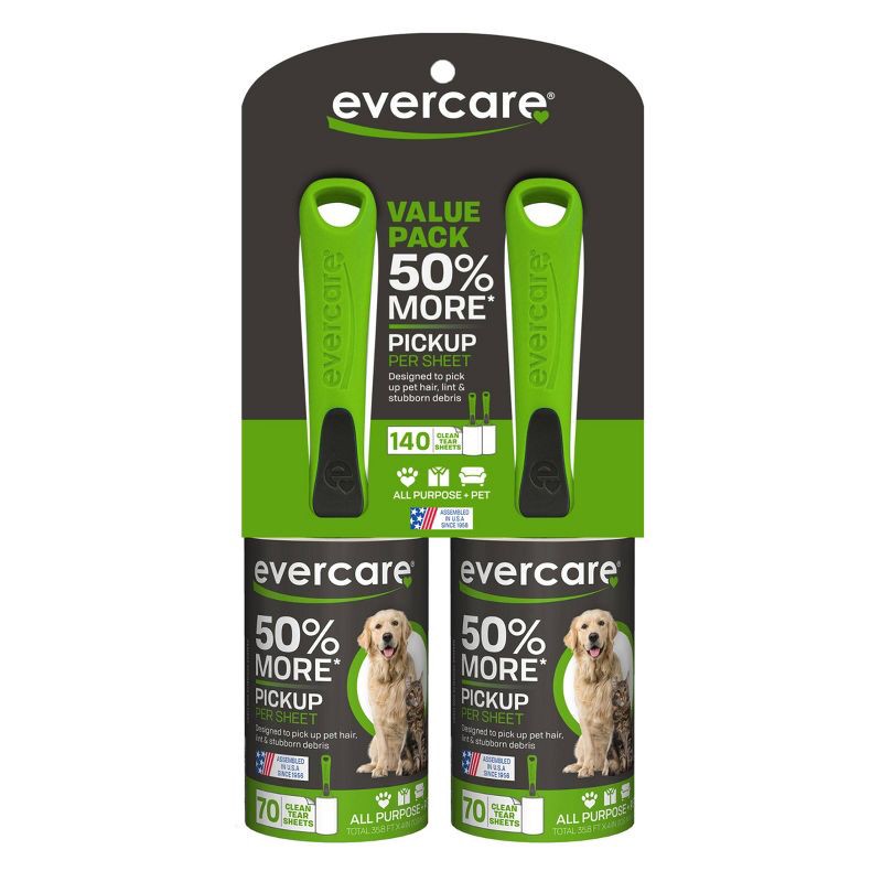 slide 2 of 7, Evercare Pet Twin Pack Lint Roller - 140 Sheets, 1 ct