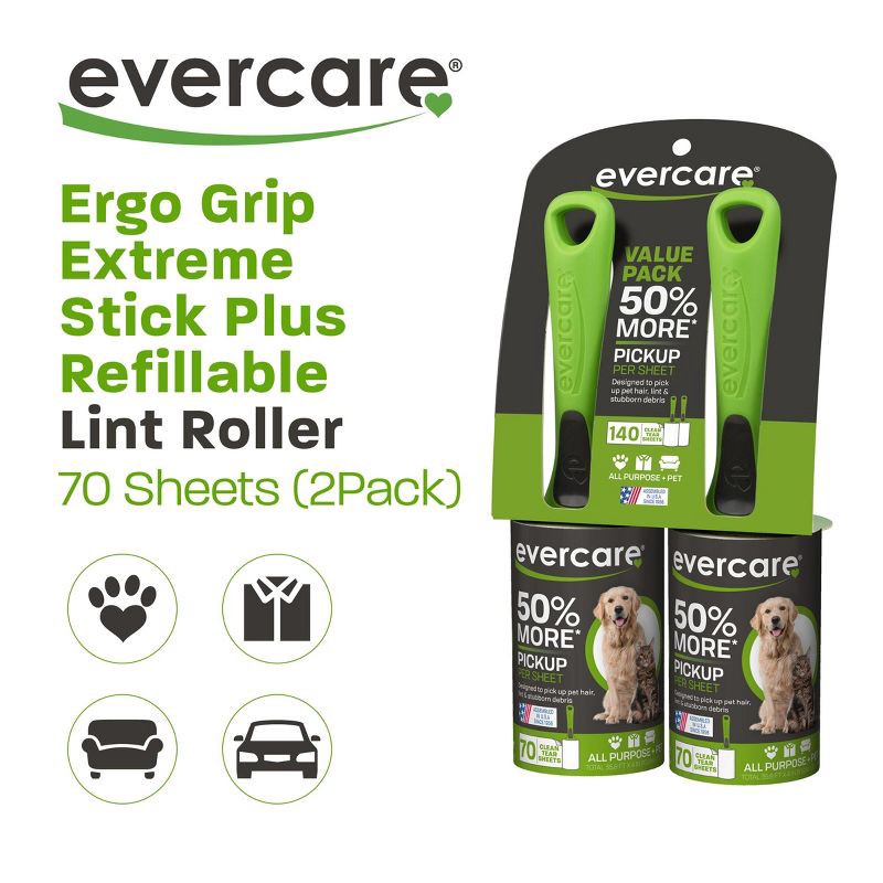 slide 3 of 7, Evercare Pet Twin Pack Lint Roller - 140 Sheets, 1 ct