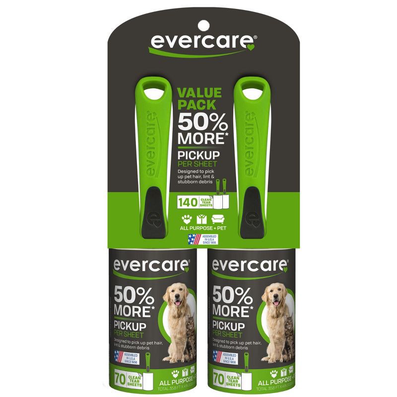 slide 1 of 7, Evercare Pet Twin Pack Lint Roller - 140 Sheets, 1 ct