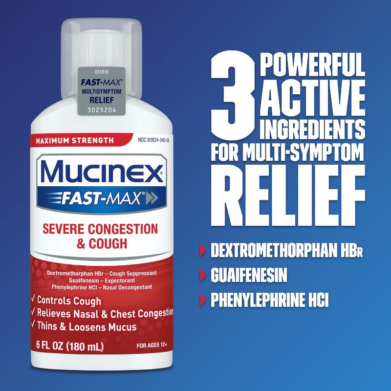 slide 6 of 7, Mucinex Max Strength Severe Congestion & Cough Medicine - Liquid - 6 fl oz, 6 fl oz