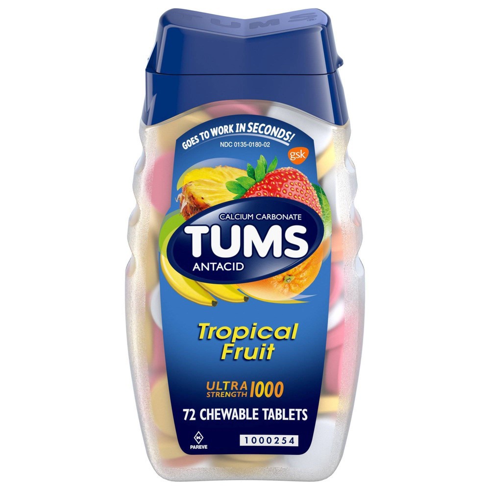 slide 6 of 9, Tums Ultra Strength Tropical Fruit Antacid Chewable Tablets 72ct, 72 ct