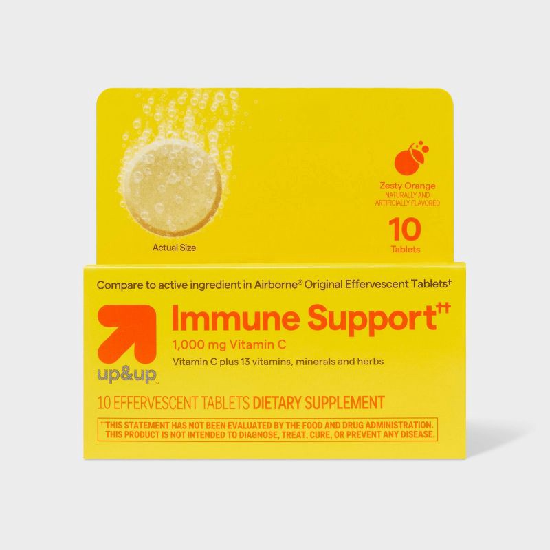 slide 1 of 6, Immune Support Effervescent Tablets - Orange Flavor - 10ct - up&up™, 10 ct