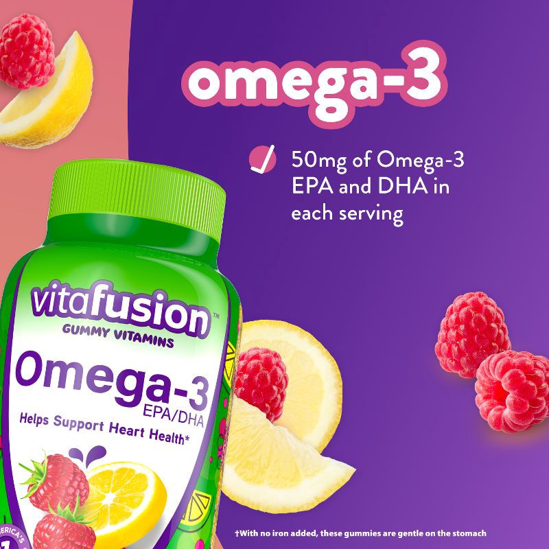 slide 3 of 10, Vitafusion Omega-3 Gummies - Berry & Lemonade - 120ct, 120 ct