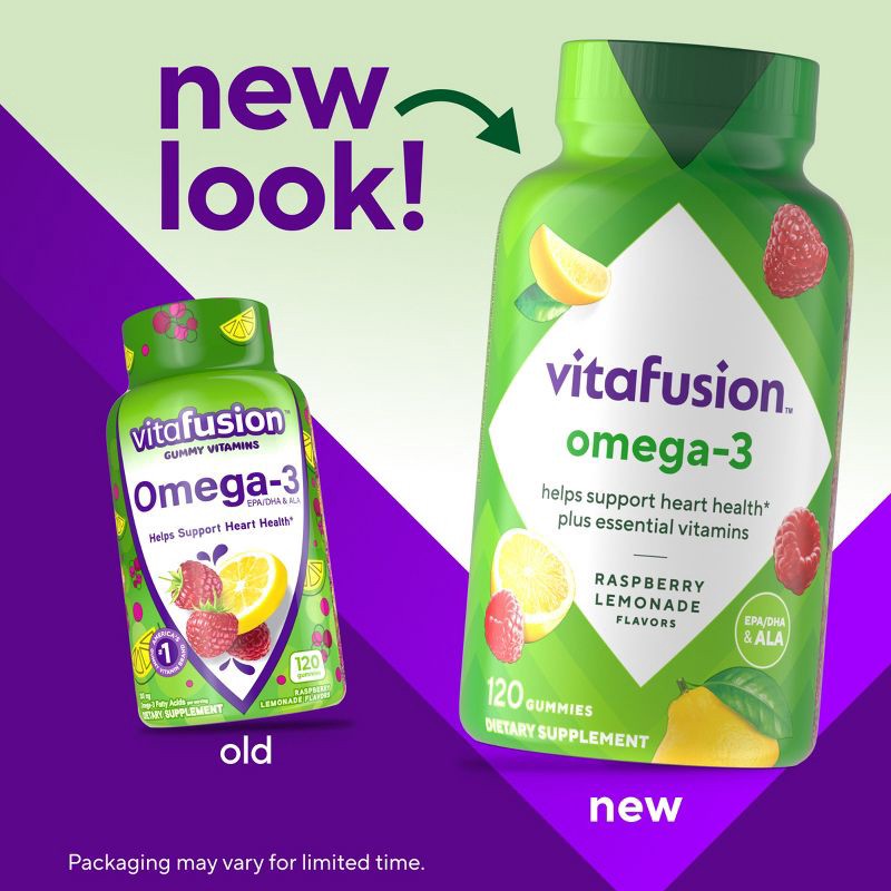 slide 3 of 12, Vitafusion Omega-3 Gummies - Berry & Lemonade - 120ct, 120 ct