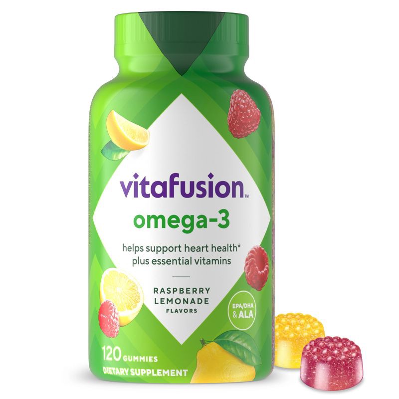 slide 1 of 12, Vitafusion Omega-3 Gummies - Berry & Lemonade - 120ct, 120 ct