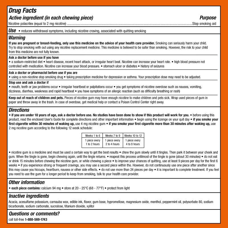 slide 11 of 11, Nicorette 2mg Stop Smoking Aid Nicotine Gum - Fruit Chill - 160ct, 160 ct; 2 mg