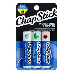 Chapstick Moisture Lip Balms Variety Pack - SPF 15 - 3ct/0.45oz