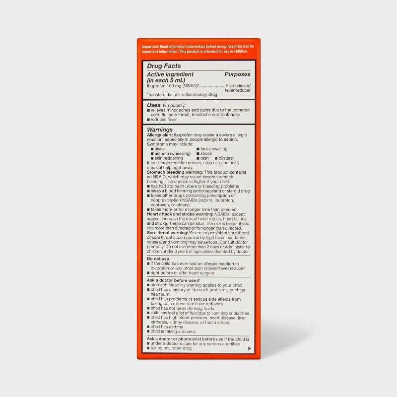 slide 3 of 5, Children's Ibuprofen (NSAID) Oral Suspension Pain Reliever & Fever Reducer Liquid - Bubblegum - 8 fl oz - up&up™, 8 fl oz