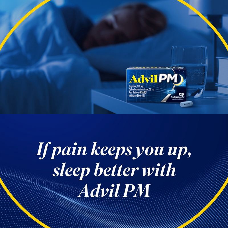slide 3 of 9, Advil PM Pain Reliever/Nighttime Sleep Aid Caplets - Ibuprofen (NSAID) - 120ct, 120 ct