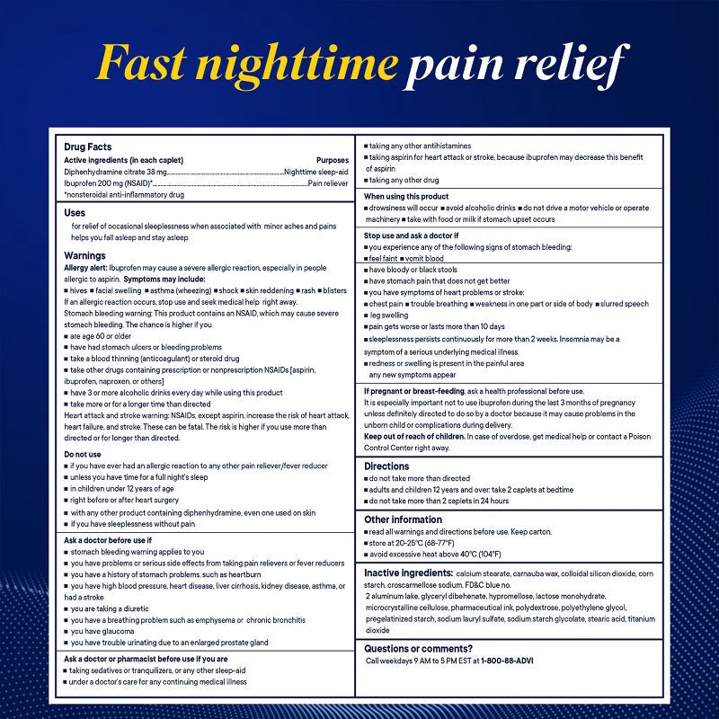 slide 13 of 14, Advil PM Pain Reliever/Nighttime Sleep Aid Caplets - Ibuprofen (NSAID) - 120ct, 120 ct