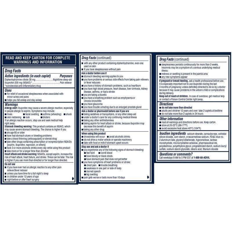 slide 9 of 10, Advil PM Pain Reliever/Nighttime Sleep Aid Caplets - Ibuprofen (NSAID) - 120ct, 120 ct