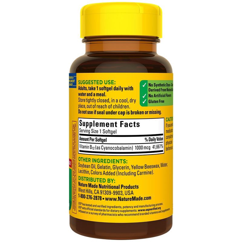 slide 2 of 9, Nature Made Vitamin B12 (1000 mcg), Energy Metabolism Support Softgels - 150ct, 150 ct