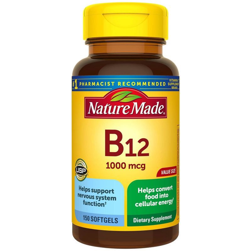 slide 2 of 4, Nature Made Vitamin B12 (1000 mcg), Energy Metabolism Support Softgels - 150ct, 150 ct
