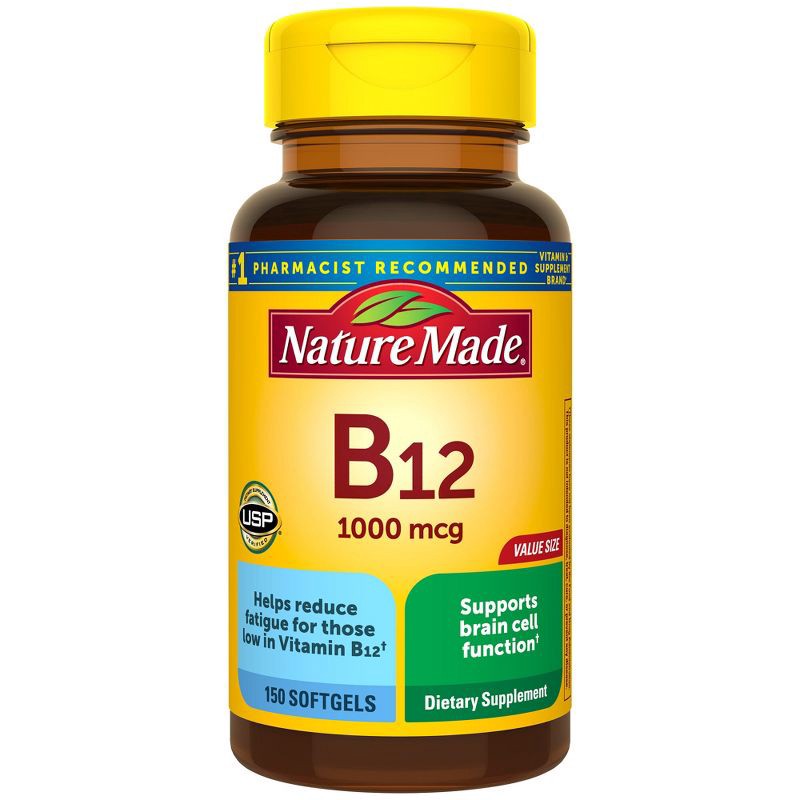 slide 1 of 9, Nature Made Vitamin B12 (1000 mcg), Energy Metabolism Support Softgels - 150ct, 150 ct