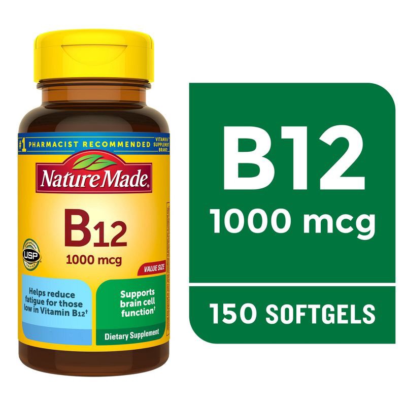 slide 3 of 9, Nature Made Vitamin B12 (1000 mcg), Energy Metabolism Support Softgels - 150ct, 150 ct