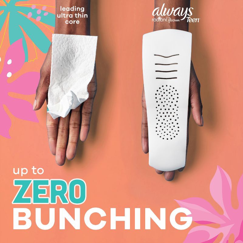 slide 8 of 11, Always Radiant FlexFoam Teen Pads Regular Absorbency with Wings - Unscented - 28ct, 28 ct