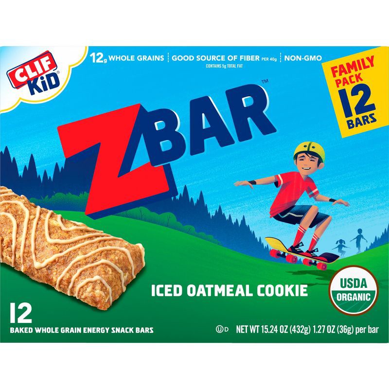 slide 5 of 7, CLIF Kid ZBAR Organic Iced Oatmeal Cookie Snack Bars - 12ct/15.24oz, 12 ct, 15.24 oz