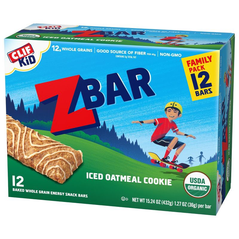 slide 5 of 11, CLIF Kid ZBAR Organic Iced Oatmeal Cookie Snack Bars - 12ct/15.24oz, 12 ct, 15.24 oz