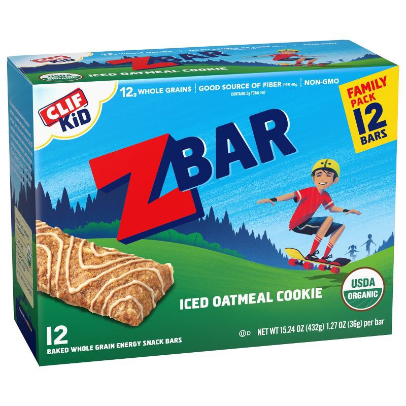 slide 6 of 12, CLIF Kid ZBAR Organic Iced Oatmeal Cookie Snack Bars - 12ct/15.24oz, 12 ct, 15.24 oz