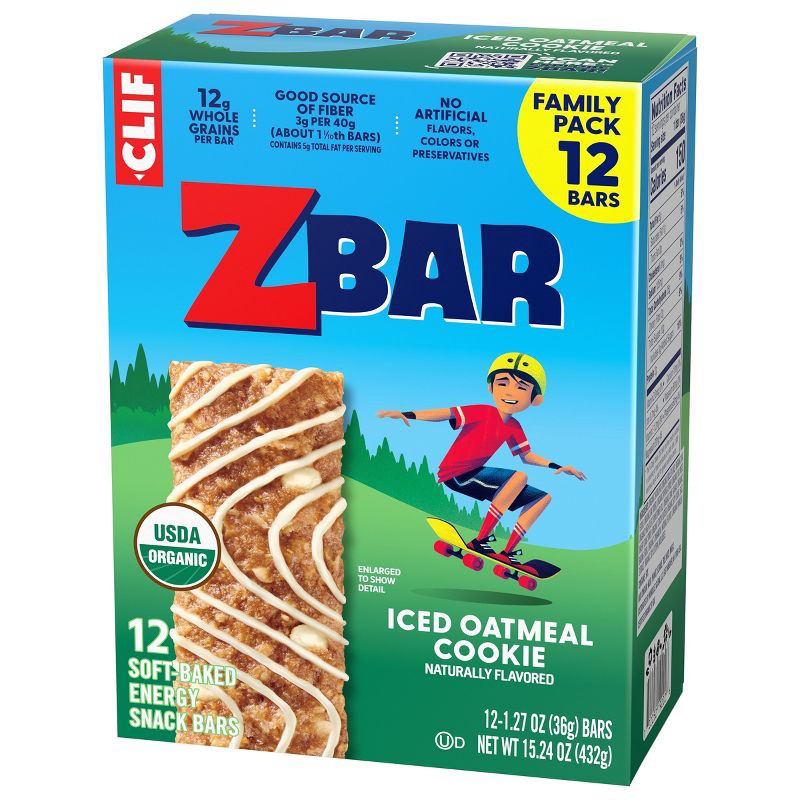 slide 8 of 13, CLIF KID ZBAR Iced Oatmeal Cookie Granola Bar Organic - 15.24oz/12pk, 15.24 oz, 12 ct