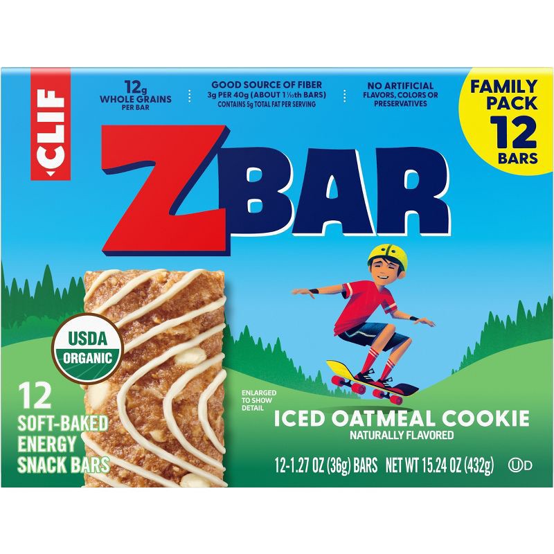 slide 9 of 13, CLIF KID ZBAR Iced Oatmeal Cookie Granola Bar Organic - 15.24oz/12pk, 15.24 oz, 12 ct
