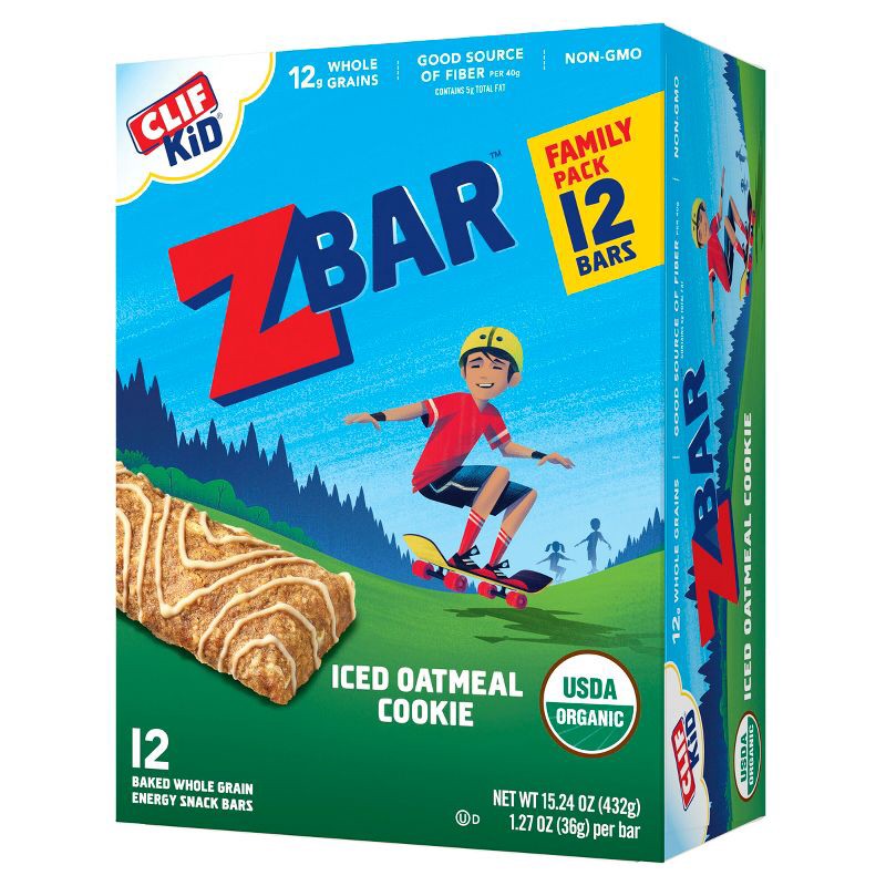 slide 1 of 7, CLIF Kid ZBAR Organic Iced Oatmeal Cookie Snack Bars - 12ct/15.24oz, 12 ct, 15.24 oz
