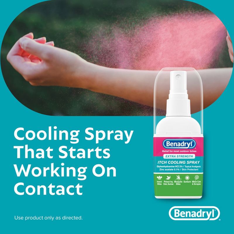 slide 5 of 7, Benadryl Extra Strength Anti-Itch Cooling Spray - Travel Size - 2 fl oz, 2 fl oz