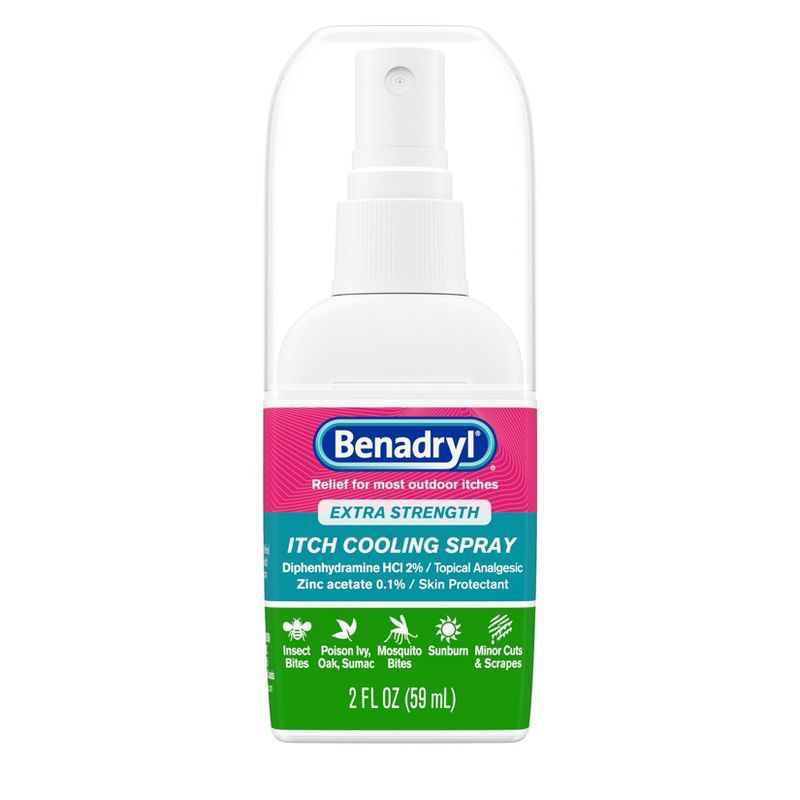 slide 1 of 7, Benadryl Extra Strength Anti-Itch Cooling Spray - Travel Size - 2 fl oz, 2 fl oz