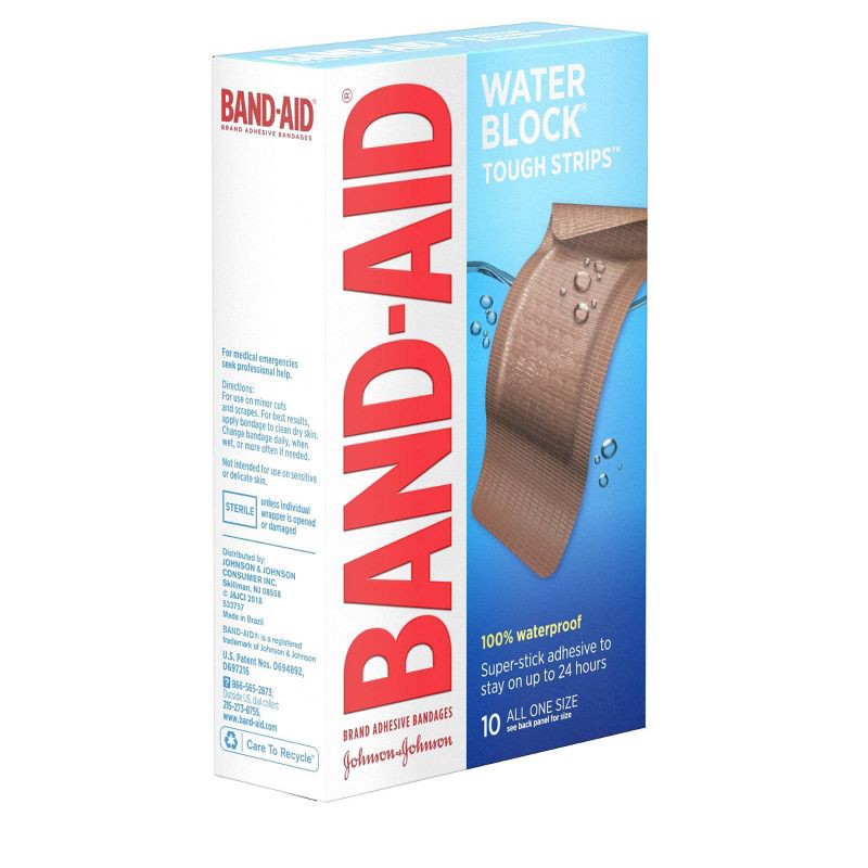 slide 5 of 7, Band-Aid Tough Strip Waterproof - 10ct, 10 ct
