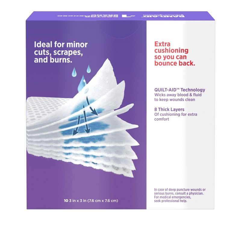slide 2 of 7, Johnson & Johnson Brand Cushion Care Gauze Pads, Medium, 3 in x 3 in - 10 ct, 10 ct