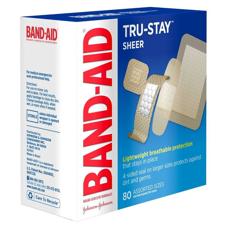 slide 6 of 6, Band-Aid Brand Tru-Stay Sheer Strips Adhesive Bandages Assorted Sizes - 80 ct, 80 ct