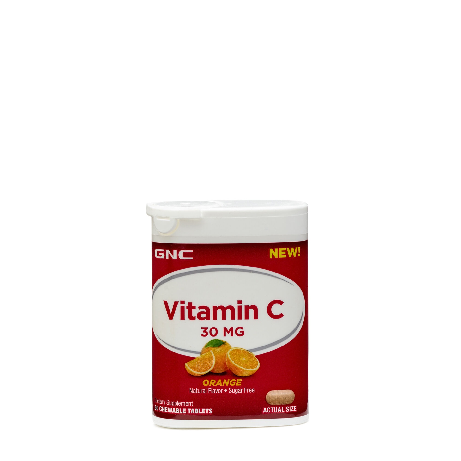 slide 1 of 1, GNC Vitamin C 30 MG- Orange, 60 ct