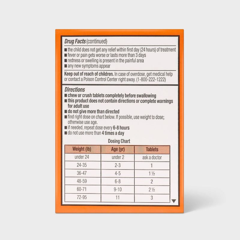 slide 6 of 8, Junior Strength Ibuprofen (NSAID) Pain Reliever & Fever Reducer Chewable Tablets - Orange - 24ct - up&up™, 24 ct