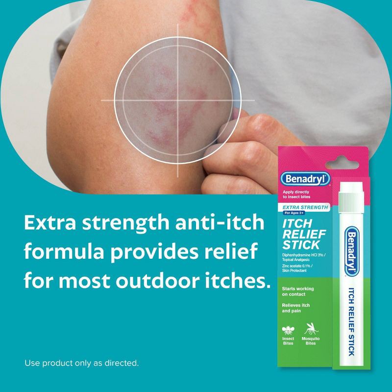 slide 6 of 8, Benadryl Extra Strength Itch Relief Stick - Travel Size - 0.47 fl oz, 0.47 fl oz