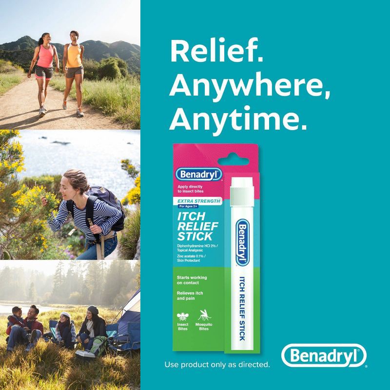 slide 7 of 8, Benadryl Extra Strength Itch Relief Stick - Travel Size - 0.47 fl oz, 0.47 fl oz
