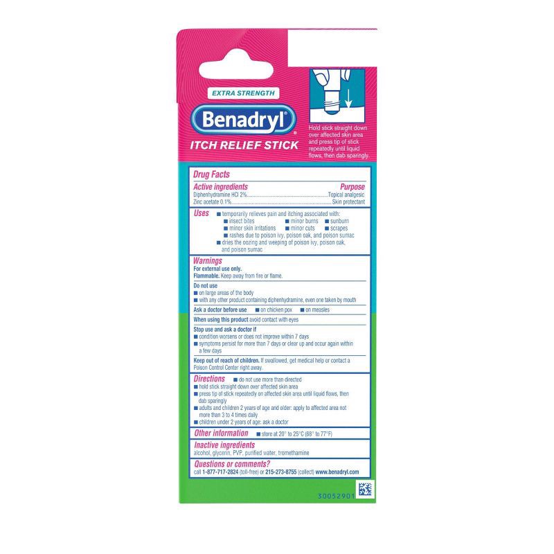 slide 8 of 8, Benadryl Extra Strength Itch Relief Stick - Travel Size - 0.47 fl oz, 0.47 fl oz