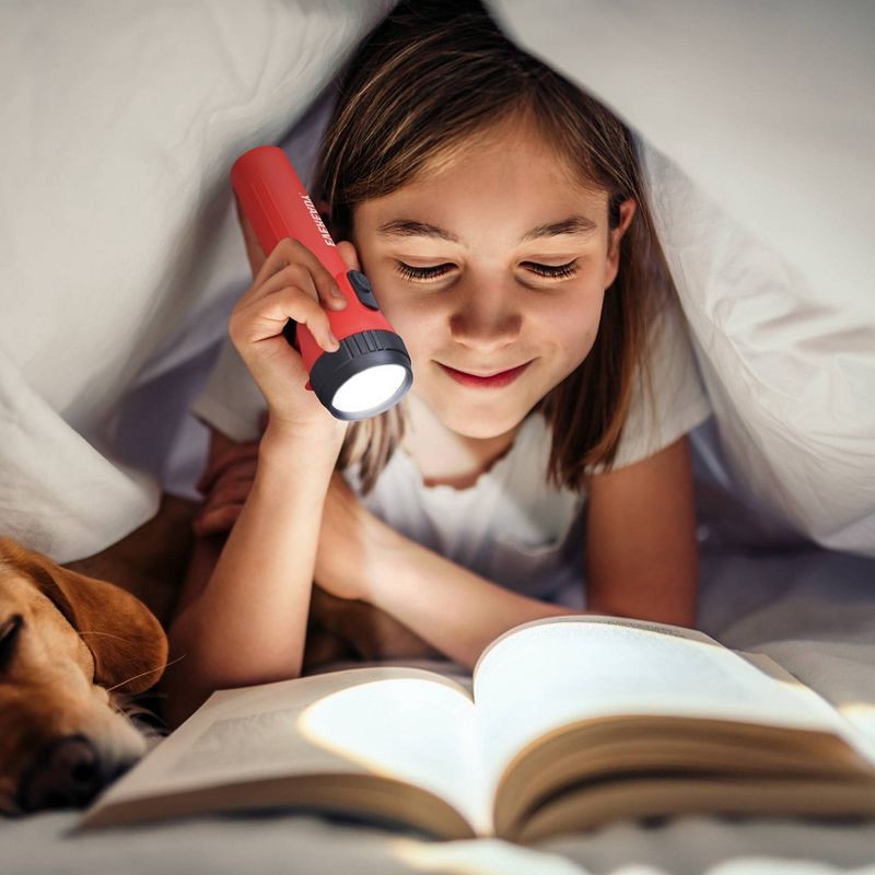 slide 4 of 4, Eveready 2pk LED Flashlight: Portable Light Sets for Kids, Includes Batteries, Red & Blue, Battery Powered, 2 ct