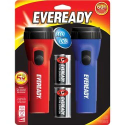 Eveready 2pk LED Flashlight: Portable Light Sets for Kids', Includes Batteries, Red & Blue, Battery Powered