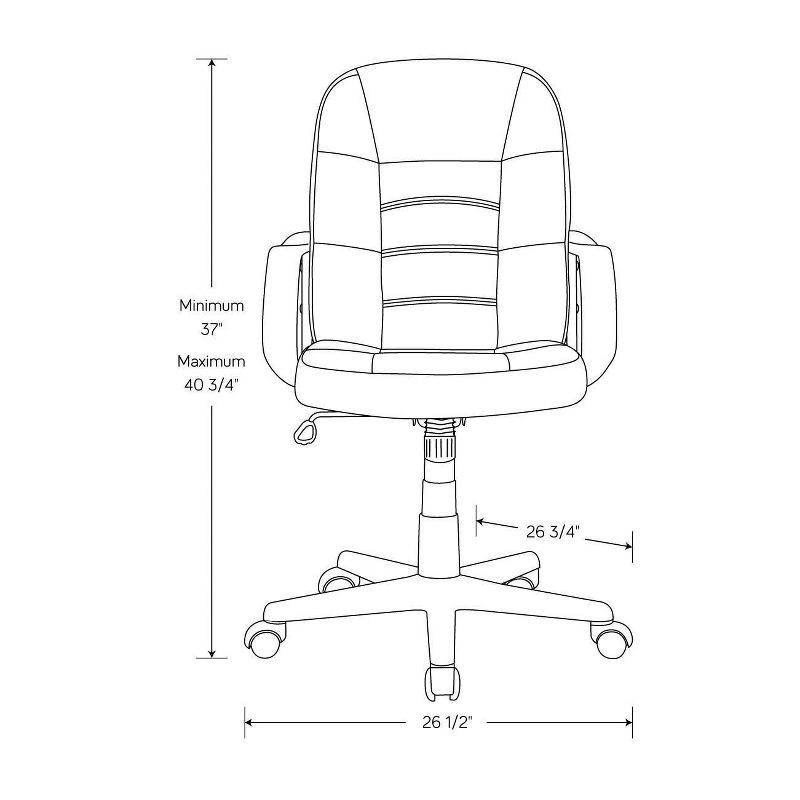 slide 3 of 3, Office Chair Bonded Leather Black - Room Essentials™: Ergonomic Swivel, Adjustable Height, Foam Padding, 1 ct