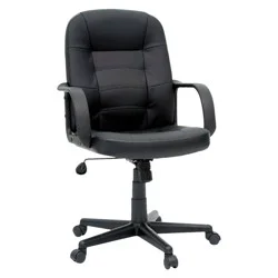 Office Chair Bonded Leather Black - Room Essentials™: Ergonomic Swivel, Adjustable Height, Foam Padding